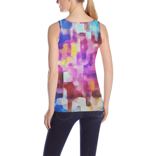 Blue pink watercolors All Over Print Tank Top for Women (Model T43)