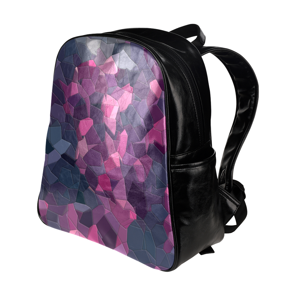 purple pink magenta mosaic #purple Multi-Pockets Backpack (Model 1636)