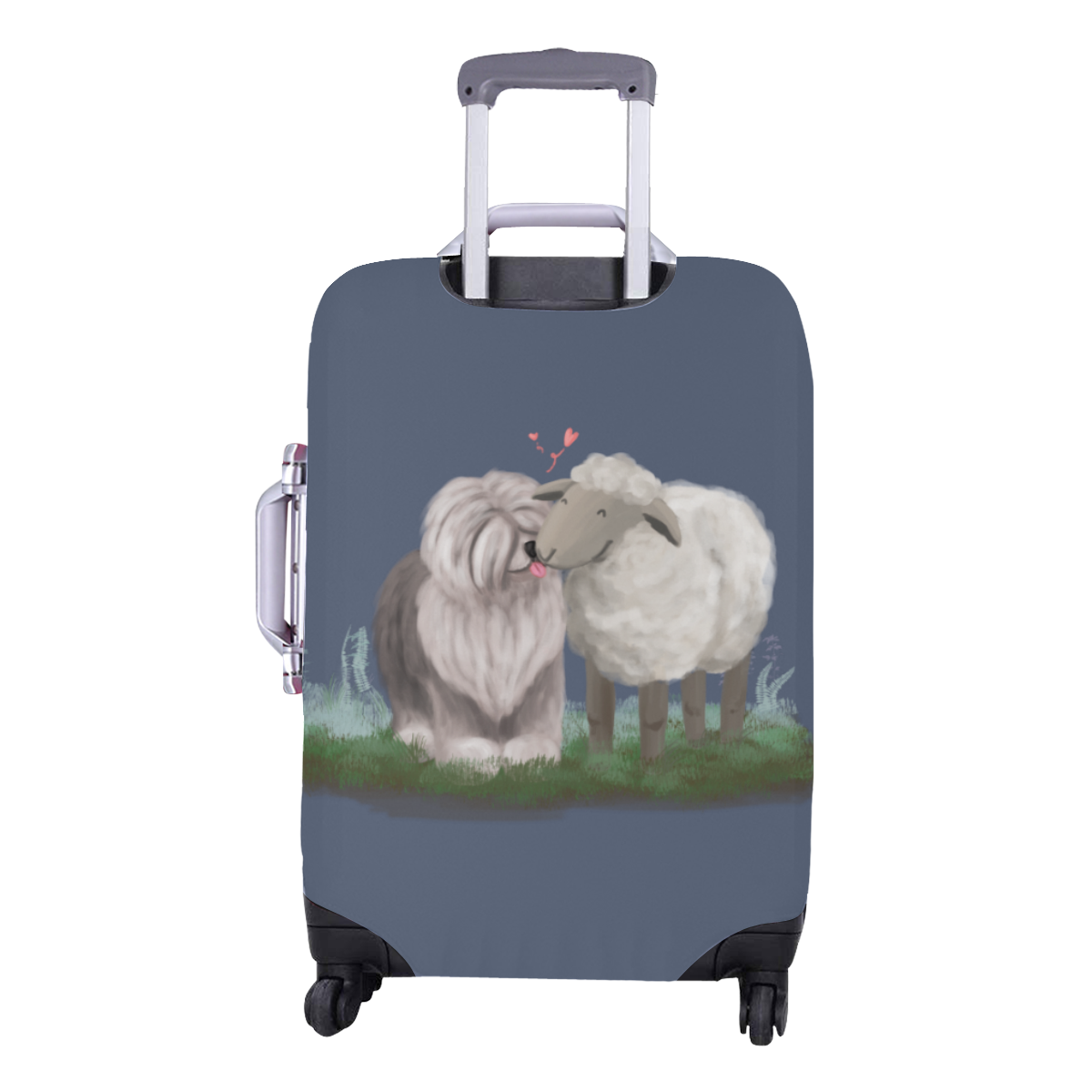 sheepdog and the sheep_transparent Luggage Cover/Medium 22"-25"