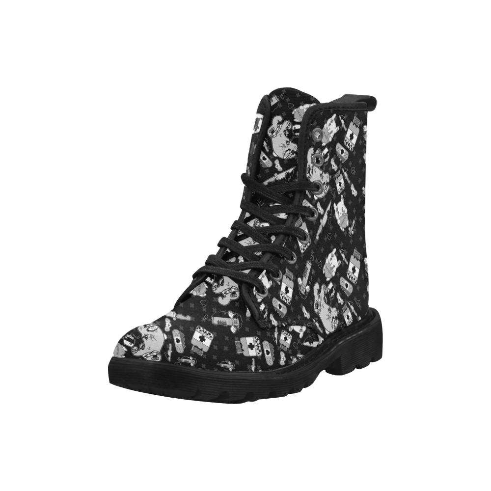 Hurt Bunny DEATH Boots Martin Boots for Women (Black) (Model 1203H)