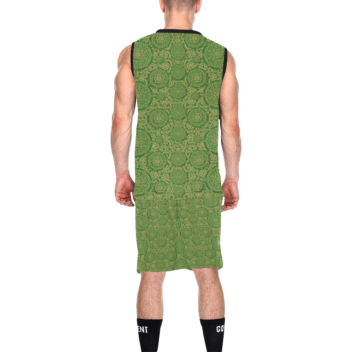 Stars in the wooden forest night in green All Over Print Basketball Uniform