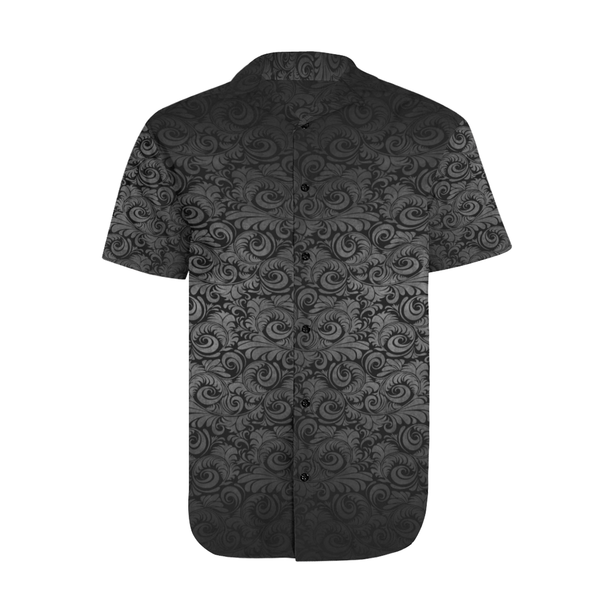 Vampire Lord Gothic Metallic Silver Leaf Print Satin Dress Shirt Men's Short Sleeve Shirt with Lapel Collar (Model T54)