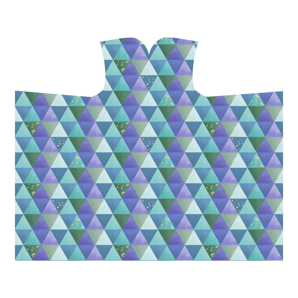 Triangle Pattern - Blue Violet Teal Green Hooded Blanket 60''x50''
