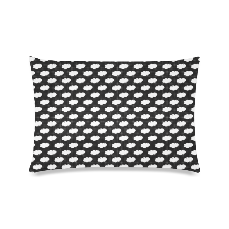 Clouds with Polka Dots on Black Custom Zippered Pillow Case 16"x24"(Twin Sides)