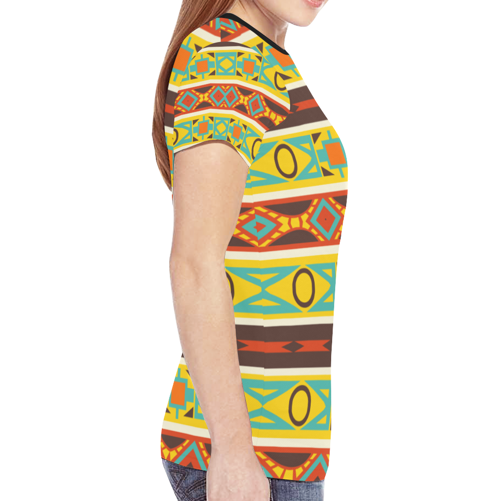 Ovals rhombus and squares New All Over Print T-shirt for Women (Model T45)