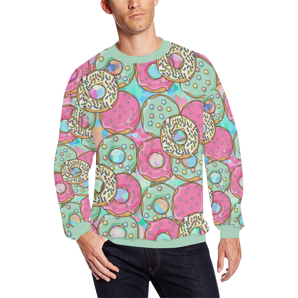 Doughnut (Donut) Pattern All Over Print Crewneck Sweatshirt for Men/Large (Model H18)