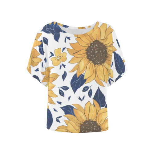 Sunflowers Women's Batwing-Sleeved Blouse T shirt (Model T44)