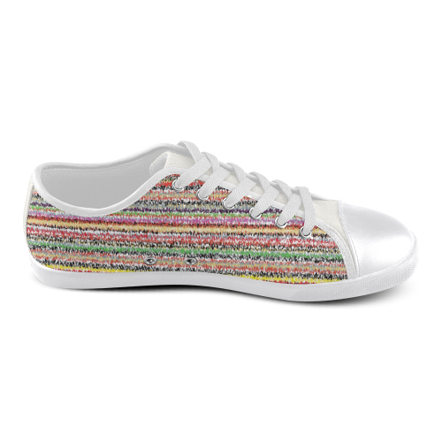 Patterns of colorful lines Canvas Shoes for Women/Large Size (Model 016)