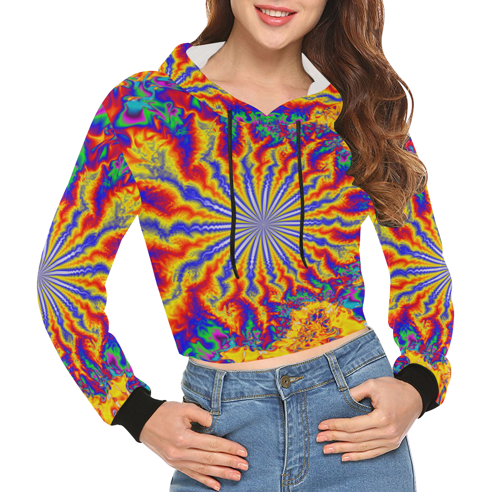 Chaos All Over Print Crop Hoodie for Women (Model H22)