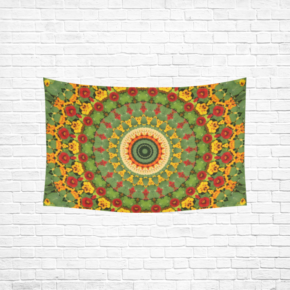 Garden Mandala Cotton Linen Wall Tapestry 60"x 40"