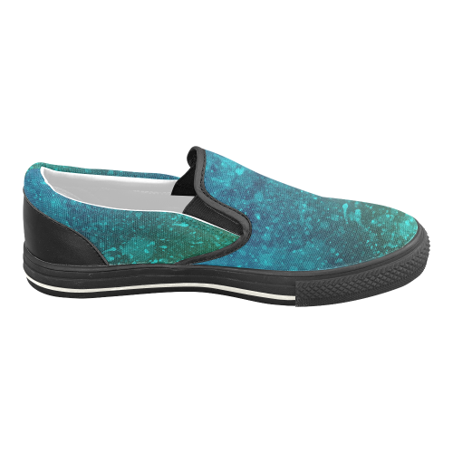 Blue and Green Abstract Women's Slip-on Canvas Shoes/Large Size (Model 019)