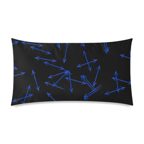 Arrows Every Direction Blue on Black Rectangle Pillow Case 20"x36"(Twin Sides)