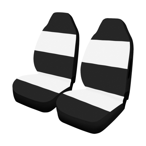 Black White Stripes Car Seat Cover Airbag Compatible (Set of 2)
