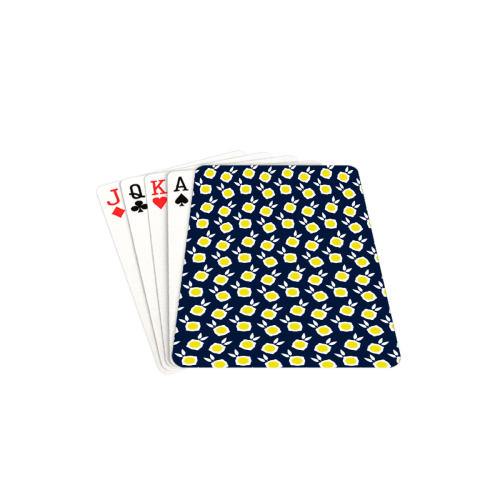 square flowers navy blue Playing Cards 2.5"x3.5"