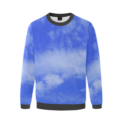 Blue Clouds Men's Oversized Fleece Crew Sweatshirt/Large Size(Model H18)