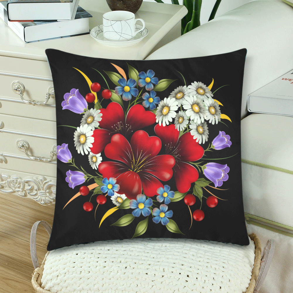 Bouquet Of Flowers Custom Zippered Pillow Cases 18"x 18" (Twin Sides) (Set of 2)