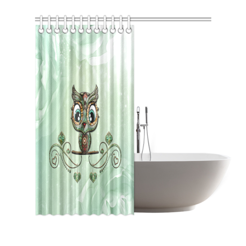 Cute little owl, diamonds Shower Curtain 72"x72"