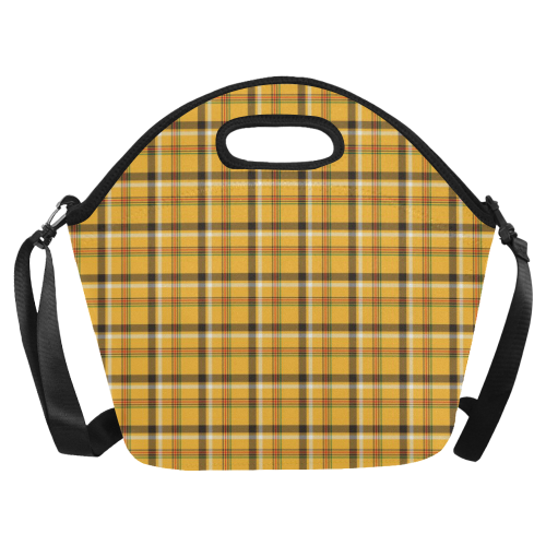 Yellow Tartan (Plaid) Neoprene Lunch Bag/Large (Model 1669)