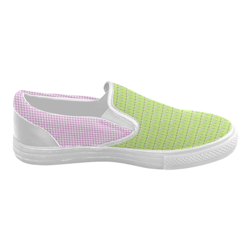 Pink Green Spring Walk Women's Slip-on Canvas Shoes (Model 019)