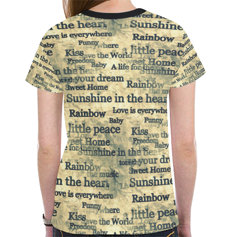 Words Popart by Nico Bielow New All Over Print T-shirt for Women (Model T45)