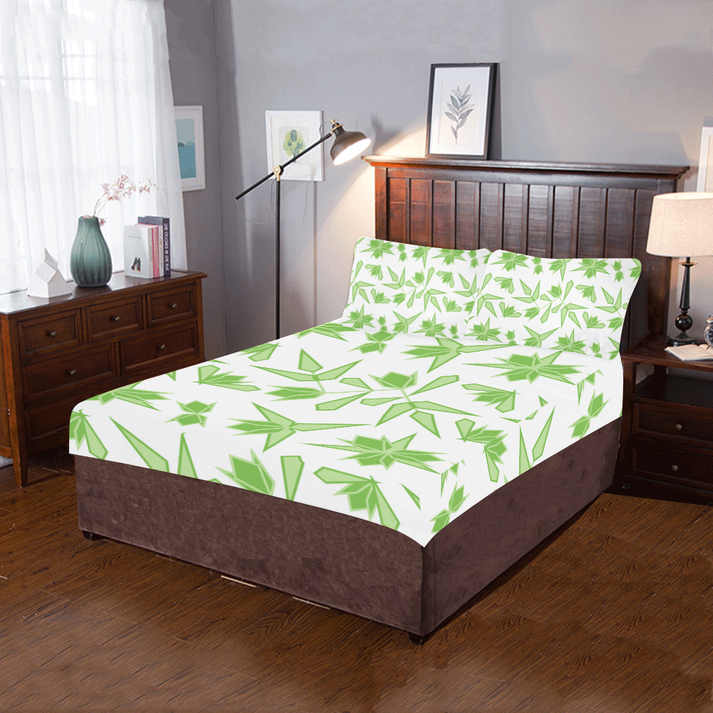 Green Fantasy flowers 3-Piece Bedding Set