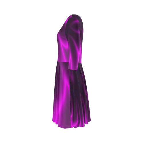 Purple Blossom Elbow Sleeve Ice Skater Dress (D20)