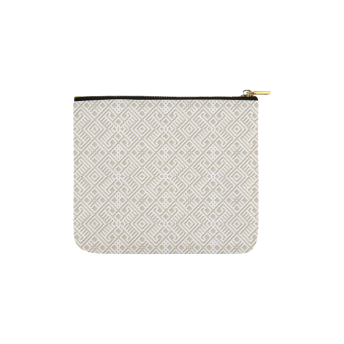 White 3D Geometric Pattern Carry-All Pouch 6''x5''