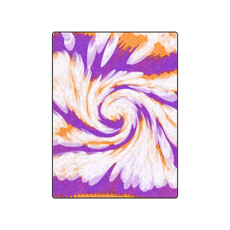 Purple Orange Tie Dye Swirl Abstract Blanket 50"x60"