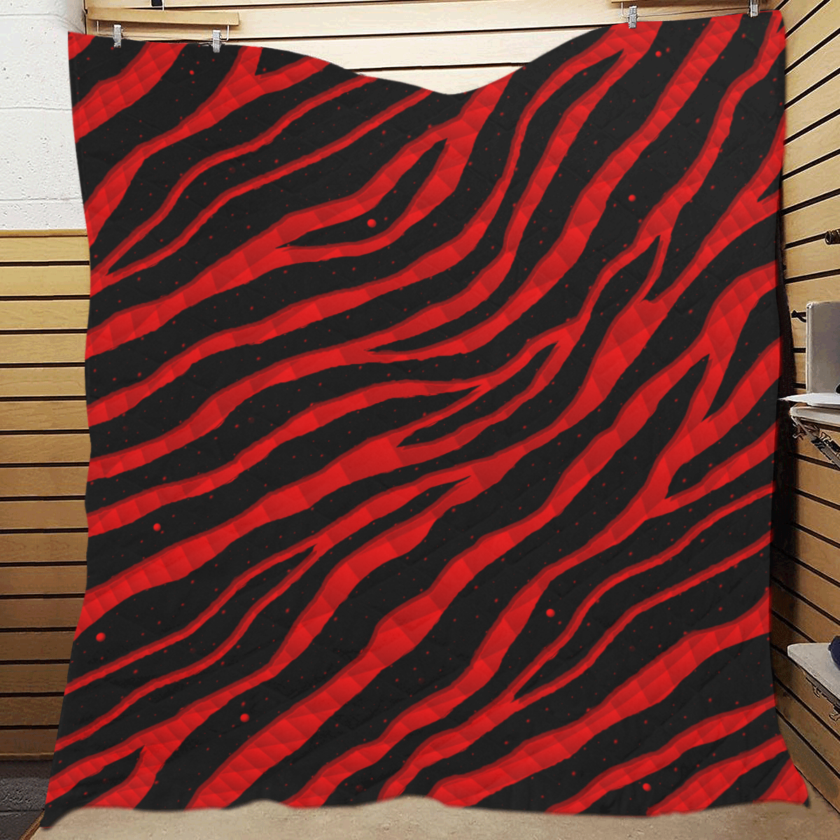 Ripped SpaceTime Stripes - Red Quilt 70"x80"