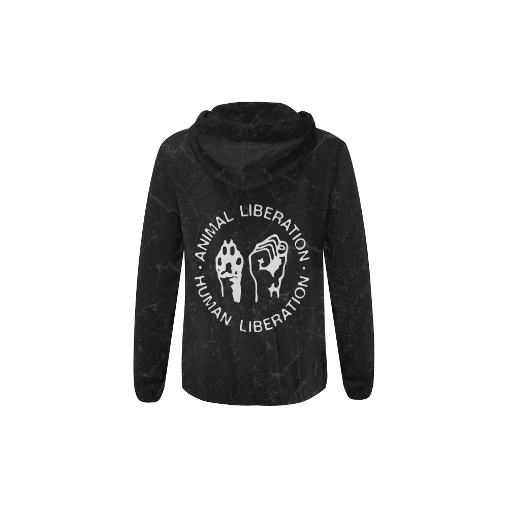 Animal Liberation, Human Liberation All Over Print Full Zip Hoodie for Kid (Model H14)