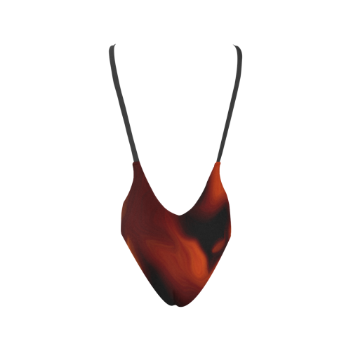 Autumn abstract Sexy Low Back One-Piece Swimsuit (Model S09)