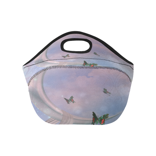 The moon with butterflies Neoprene Lunch Bag/Small (Model 1669)