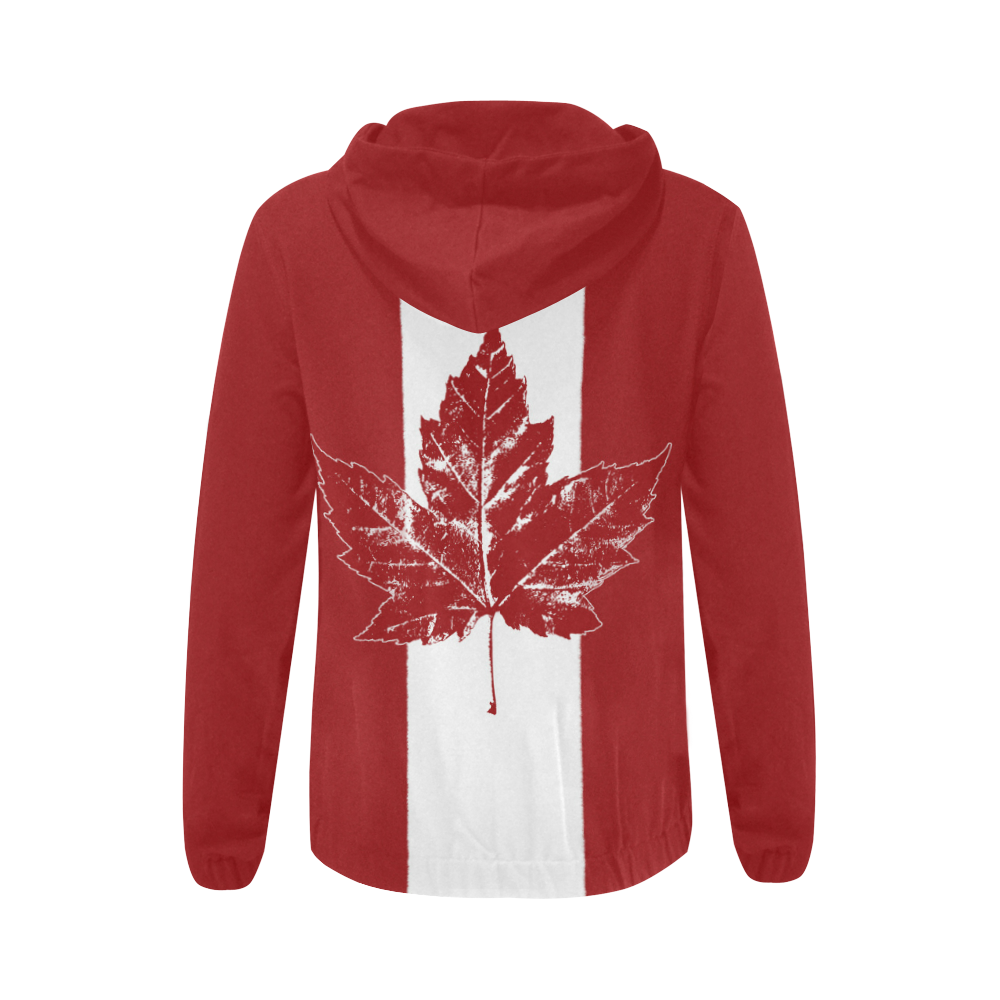 Cool Canada Flag Hoodie Jackets All Over Print Full Zip Hoodie for Women (Model H14)