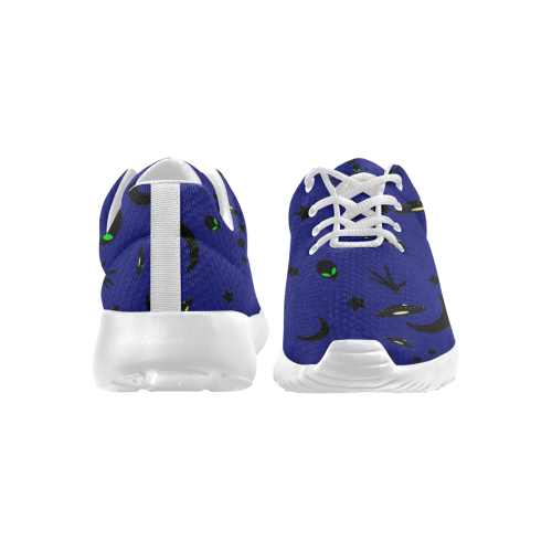 Alien Flying Saucers Stars Pattern (Blue/White) Women's Athletic Shoes (Model 0200)