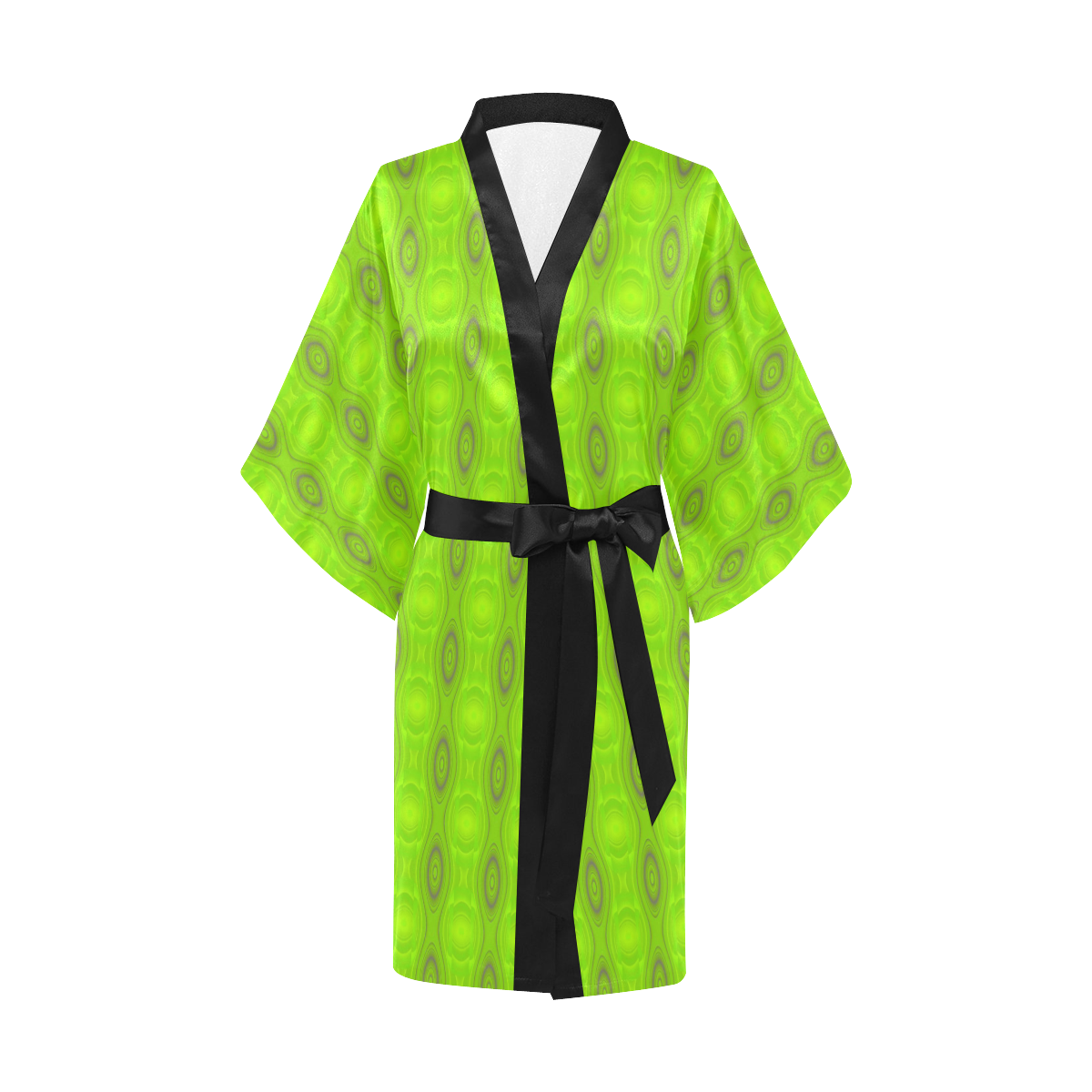 Abstract Green Retro Kimono Robe