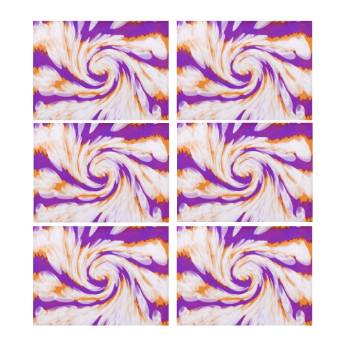 Purple Orange Tie Dye Swirl Abstract Placemat 14’’ x 19’’ (Set of 6)