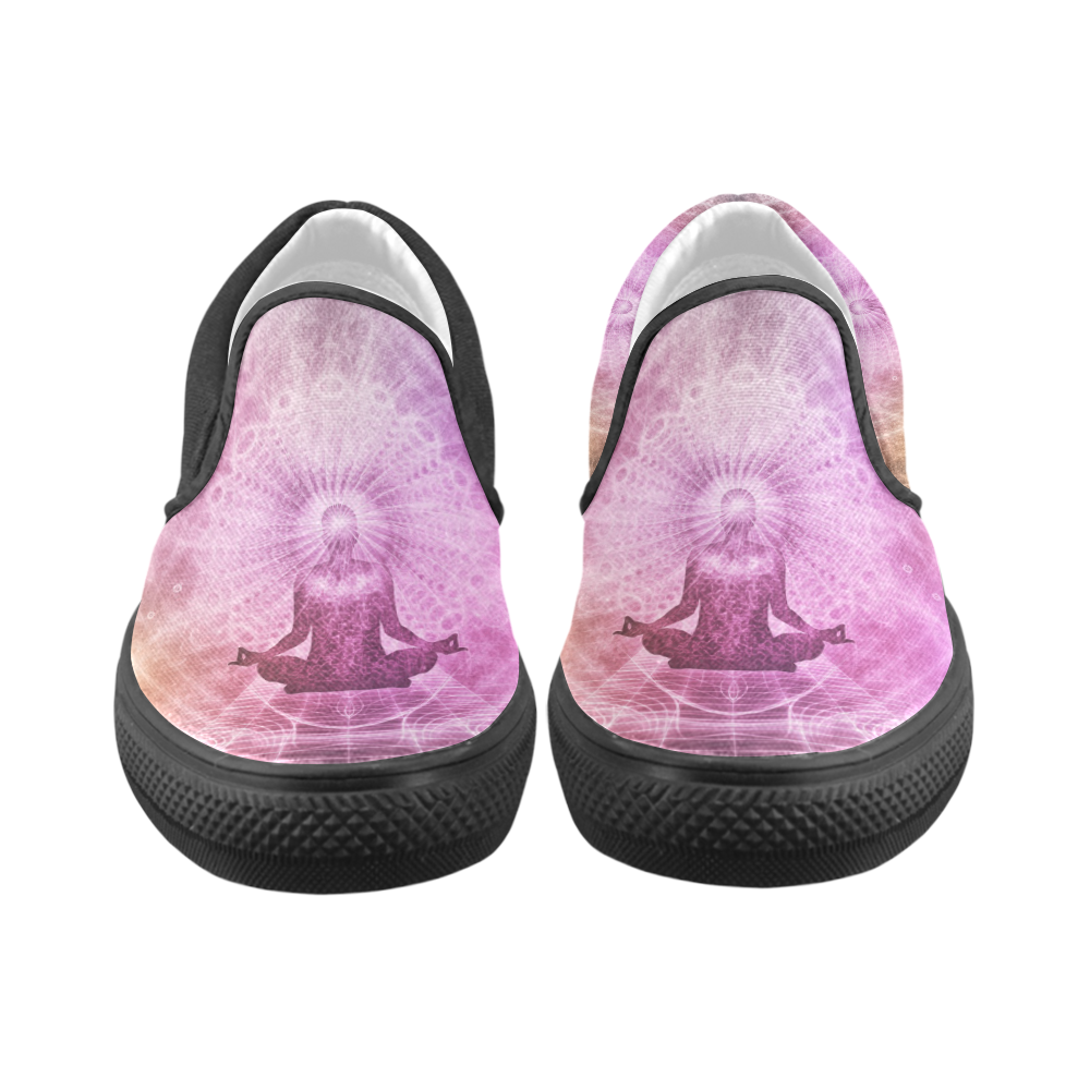 meditation yoga graphic art Men's Unusual Slip-on Canvas Shoes (Model 019)