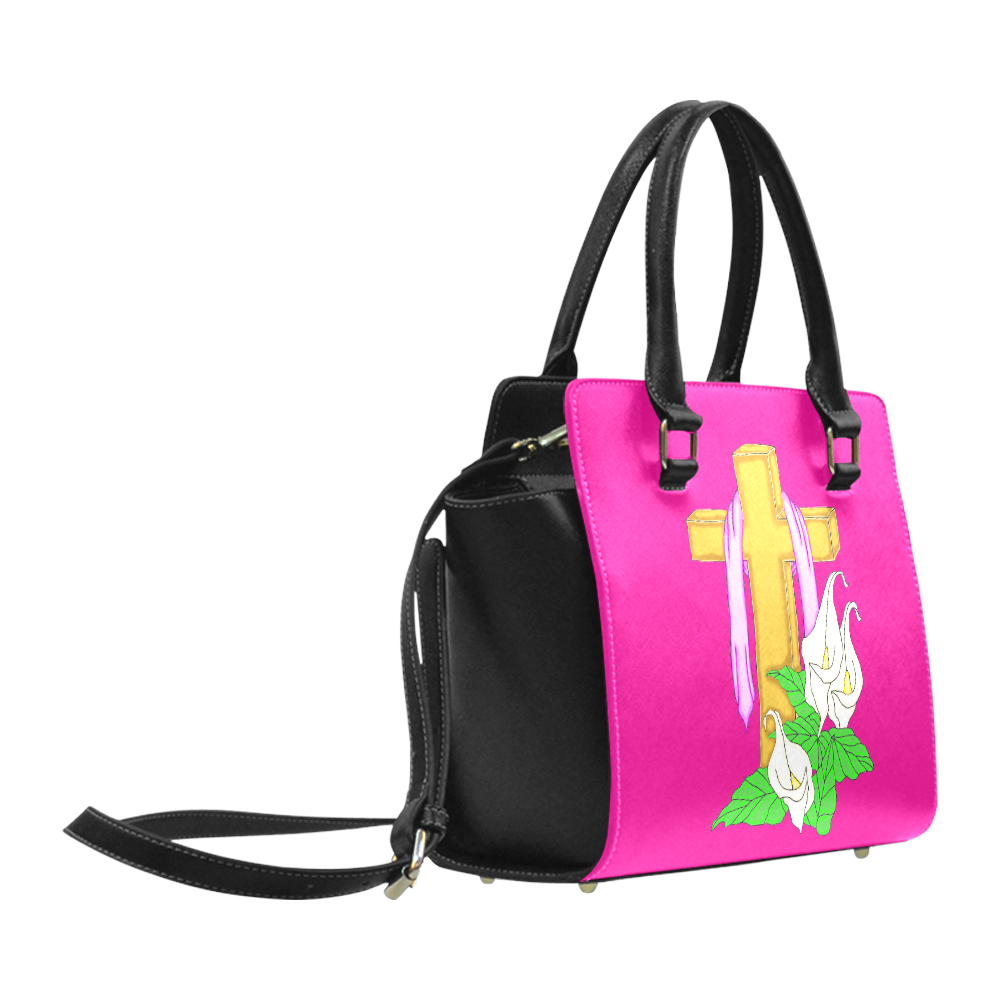 Easter Cross Pink Classic Shoulder Handbag (Model 1653)