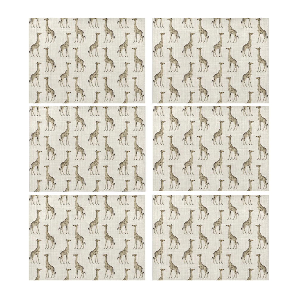 Linen Giraffe Animal Print Placemat 14’’ x 19’’ (Set of 6)