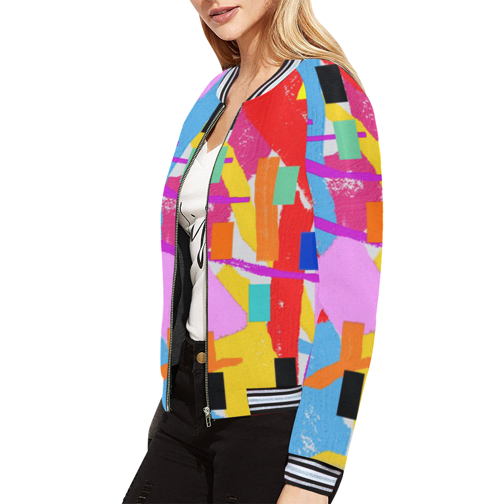 CONFETTI NIGHTS 2A All Over Print Bomber Jacket for Women (Model H21)