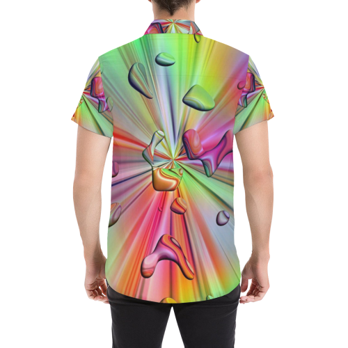 Popart Rainbow Drops by Nico Bielow Men's All Over Print Short Sleeve Shirt (Model T53)