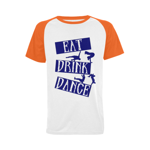 Break Dancing Blue / Orange Men's Raglan T-shirt Big Size (USA Size) (Model T11)