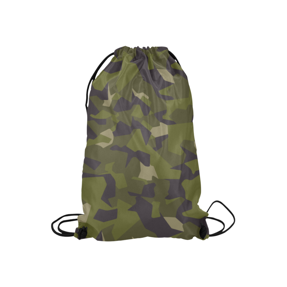 Swedish M90 woodland camouflage Small Drawstring Bag Model 1604 (Twin Sides) 11"(W) * 17.7"(H)