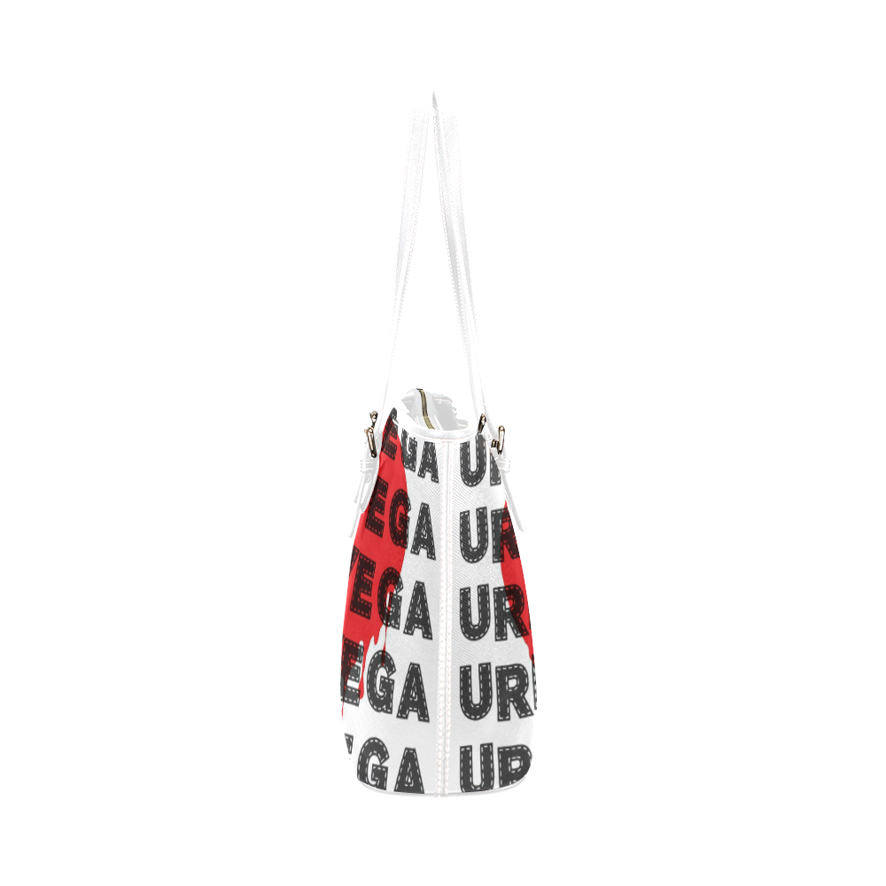 red drip heart Leather Tote Bag/Large (Model 1651)