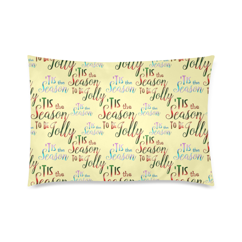 Christmas 'Tis The Season Pattern on Yellow Custom Zippered Pillow Case 20"x30"(Twin Sides)