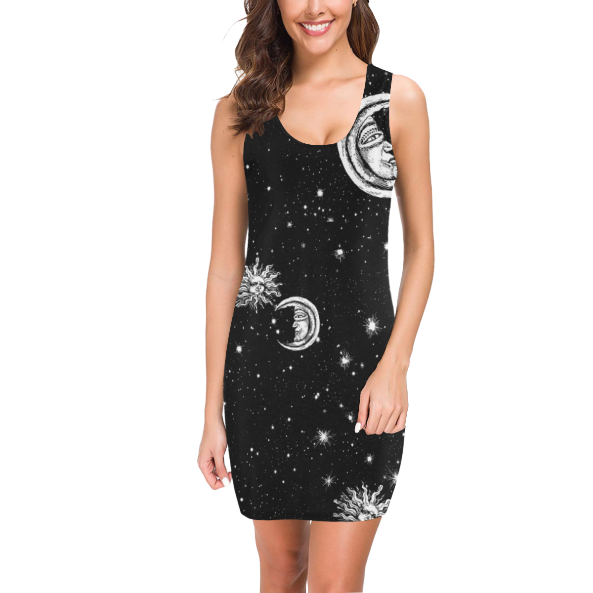 Stars Moon Sun in the Universe Medea Vest Dress (Model D06)