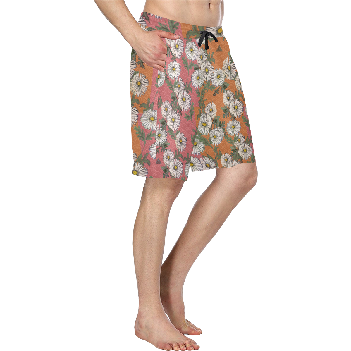 The Lowest of Low Daisies Peach Men's All Over Print Casual Shorts (Model L23)