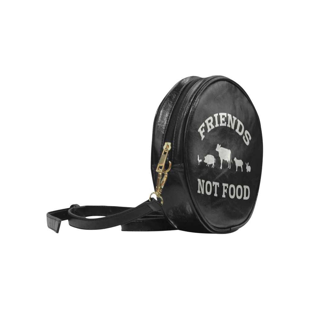 Friends Not Food (Go Vegan) Round Sling Bag (Model 1647)