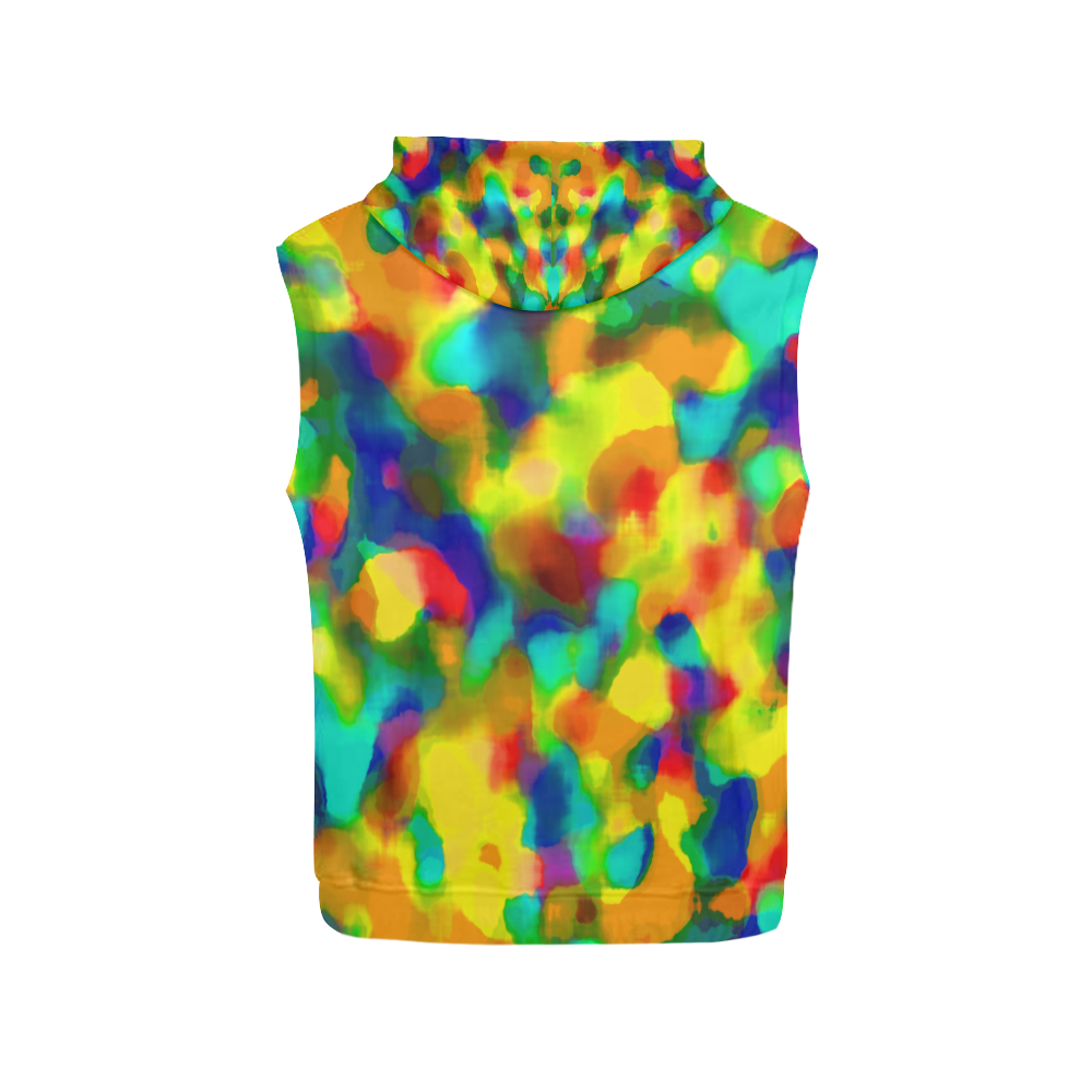 Colorful watercolors texture All Over Print Sleeveless Hoodie for Men (Model H15)