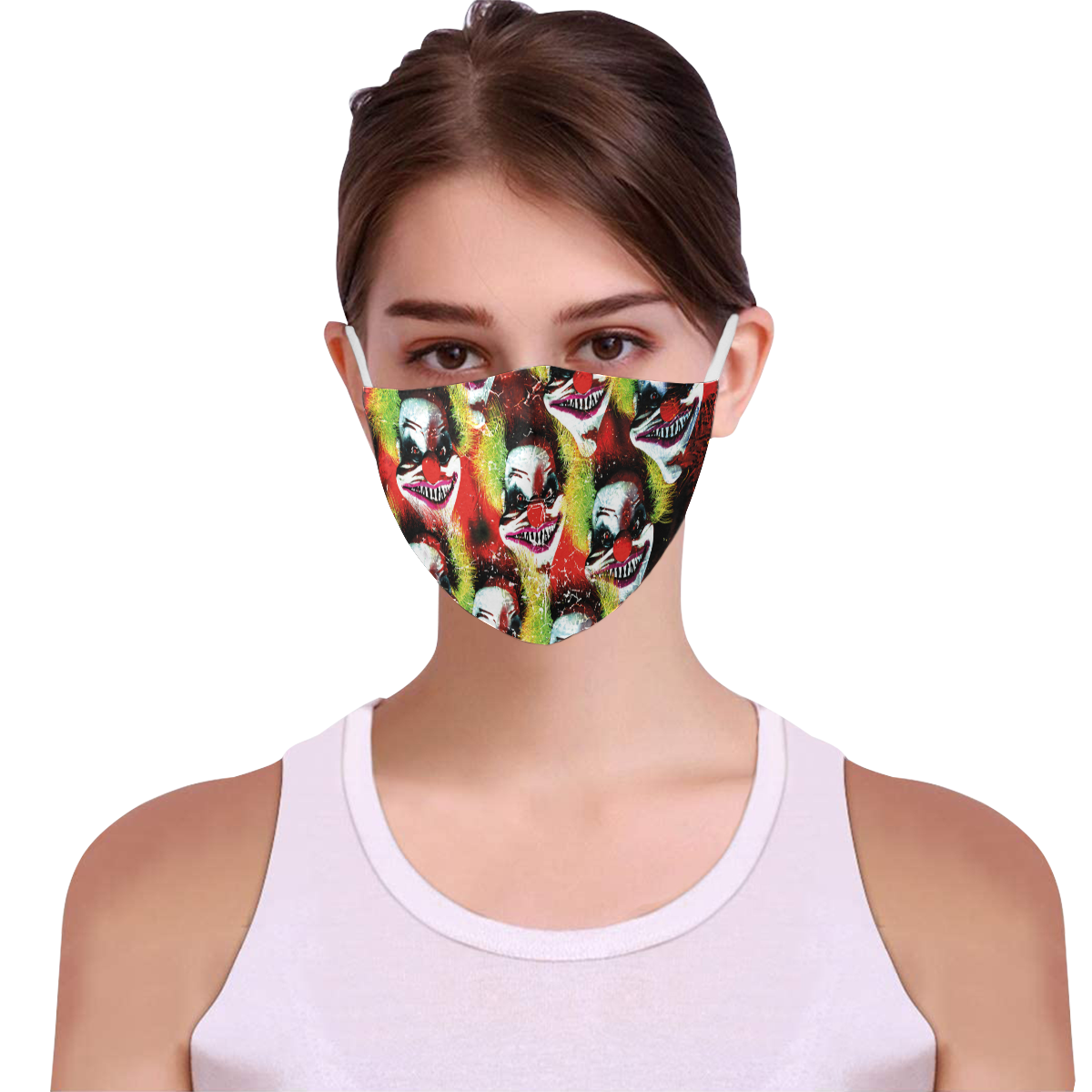 scary halloween horror clown pattern community face mask 3D Mouth Mask with Drawstring (15 Filters Included) (Model M04) (Non-medical Products)